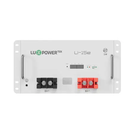 sp-energy - solar panels, inverters and batteries south africa 15 Luxpower 15kWh 24V LV lithium battery front view with brand logo and control