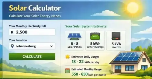 Free solar calculator for South Africa