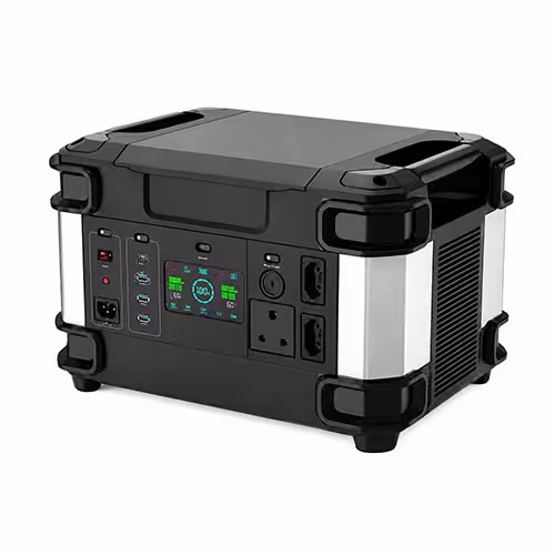 Front-facing KAPA Q2400 2400W Portable Power Station in black with LCD display